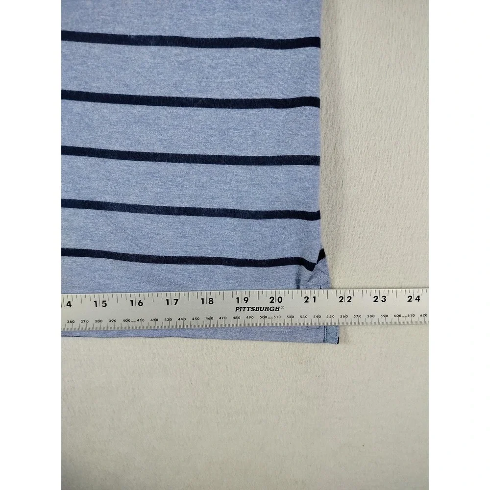 Banana Republic Polo Shirt Mens Large Blue Stripe‎ Cotton Blend Jersey Casual